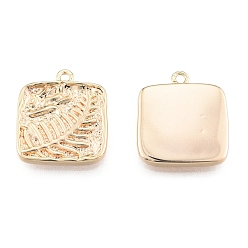 Real 18K Gold Plated Brass Pendants, Cadmium Free & Nickel Free & Lead Free, Square with Wheat, Real 18K Gold Plated, 16x14x2mm, Hole: 1.2mm
