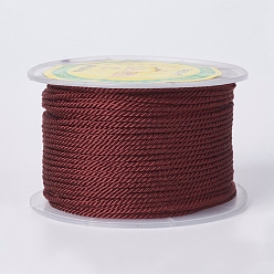 Dark Red Round Polyester Cords, Milan Cords/Twisted Cords, Dark Red, 1.5~2mm, 50yards/roll(150 feet/roll)