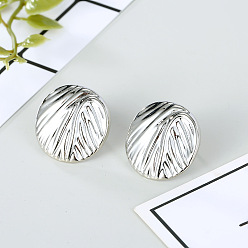 Round stripes Abstract leaf alloy earrings with Virgin Mary ear studs - Unique, Stylish, Religious.