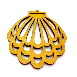 Gold Wood Big Pendants, for Earring Jewelry Making, Shell, 60~70x2mm