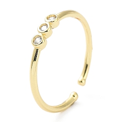 Oro Anillos de puño de latón micro pavimentado con circonita cúbica transparente, anillo abierto redondo plano para mujer, larga duración plateado, dorado, tamaño de EE. UU. 7 1/4 (17.5 mm), 1.5 mm