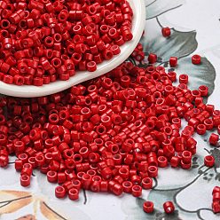 Red Baking Paint Glass Seed Beads, Cylinder, Red, 2.5x2mm, Hole: 1.4mm, about 45359pcs/pound