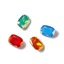 Mixed Color Light AB Style K9 Glass Rhinestone Cabochons, Pointed Back & Back Plated, Octagon Rectangle, Mixed Color, 14x10x5mm