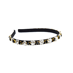 black Simple Diamond Pearl Headband for Women - Elegant and Stylish Hair Accessories.