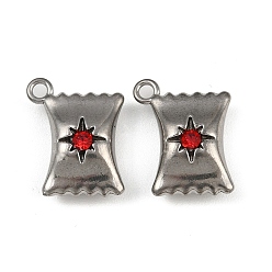 Сиамский 304 прелести нержавеющей стали, со стразами, конфетное очарование, Сиам, 14.5x11.5x5.5 мм, отверстие : 1.6 мм