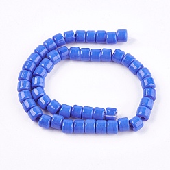 Royal Blue Handmade Lampwork Beads, Column, Royal Blue, 8x6mm, Hole: 3mm