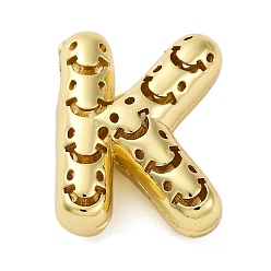 Letter K Латунные подвески, стойки покрытие, долговечный, без кадмия и без свинца, подвески с полыми буквами, Письмо K, 22x17x8.5 мм, отверстие : 4.7x3 мм