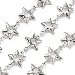 Гейнсборо Латунные цепи со стеклянными звеньями, с подвесками в виде звезд и катушкой, долговечный, пайки, без свинца и без кадмия, стойки покрытие, платина, светло-серые, 14x10.5x3 мм