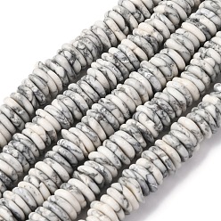 Белый Градуированные синтетические бирюзовые бусины, окрашенные, самородки, белые, 7~20x7~15x3~5 мм, отверстие : 1.2 мм, около 118~119 шт / нитка, 15.75~15.87'' (40~40.3 см)