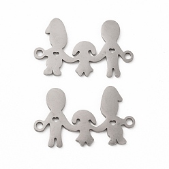 Stainless Steel Color 201 Stainless Steel Connector Charms, Family Links, Stainless Steel Color, 15x25x1mm, Hole: 1.6mm