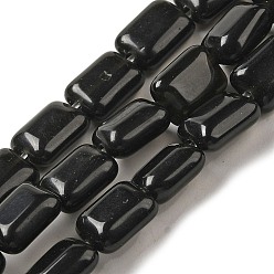 Obsidian Natural Obsidian Beads Strands, Rectangle, 8~9x6.5~7x4mm, Hole: 0.8mm, about 45pcs/strand, 15.16 inch(38.5cm)