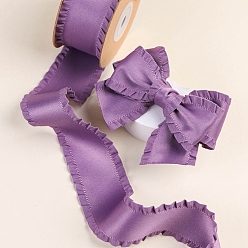 Plum 10 Yards Polyester Ruffled Ribbons, for Bowknot, Clothing Ornament, Plum, 1 inch(25mm)