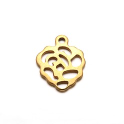 Golden Flower 304 Stainless Steel Charms, Golden, 14x11x1mm, Hole: 1mm