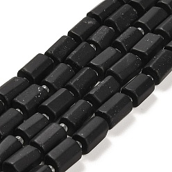 Tourmaline Frosted Natural Black Tourmaline Beads Strands, with Seed Beads, Faceted Column, 9~11x6~7.5x6~7.5mm, Hole: 1.2mm, about 30pcs/strand, 15.16~15.55 inch(38.5~39.5cm)