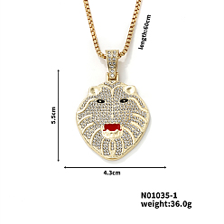 Золотой Винтажные ожерелья с подвеской в виде головы волка из сплава со стразами, стиль хип-хоп, золотые, 23.62 дюйм (60 см)