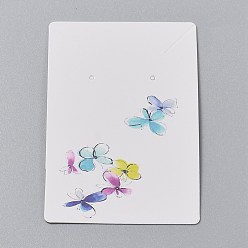 Butterfly Cardboard Jewelry Display Cards, for Hanging Earring & Necklace Display, Rectangle, Colorful, Butterfly Pattern, 9x6x0.05cm, Hole: 0.2cm, 100pcs/bag