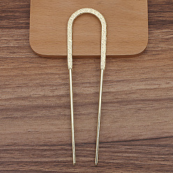 Light Gold Alloy Hair Fork Findings, U Shape, Light Gold, 132x33mm