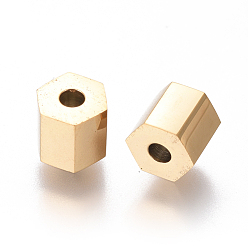 Golden Ion Plating(IP) 304 Stainless Steel Beads, Faceted, Column, Golden, 6x6mm, Hole: 2mm