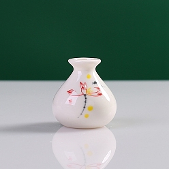 Red Porcelain Vase Miniature Ornaments, Micro Landscape Home Dollhouse Accessories, Pretending Prop Decorations, Red, 44x48mm