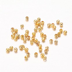 Golden Iron Spacer Beads, Cadmium Free & Nickel Free & Lead Free, Round, Golden, about 2mm in diameter, hole: 0.8mm