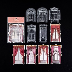 Salmon 10Pcs Retro Curtain Theme PET & Paper Decorative Stickers, for DIY Scrapbooking, Salmon, 70~130mm