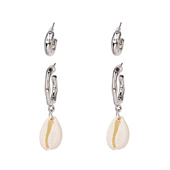 silver Geometric Seashell Earrings - Fashionable Shell Ear Drops for Women