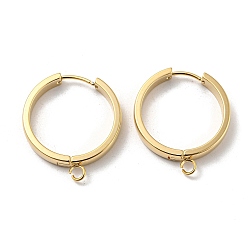 Real 24K Gold Plated 201 Stainless Steel Huggie Hoop Earrings Findings, with Vertical Loop, with 316 Surgical Stainless Steel Earring Pins, Ring, Real 24K Gold Plated, 24x4mm, Hole: 2.7mm, Pin: 1mm