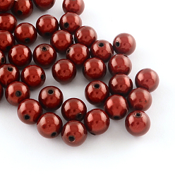 Dark Red Spray Painted Acrylic Beads, Miracle Beads, Round, Bead in Bead, Dark Red, 12mm, Hole: 2mm, about 560pcs/500g