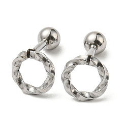 Stainless Steel Color Non-Tarnish 304 Stainless Steel Stud Earrings, Cartilage Earrings, Round Ring, Stainless Steel Color, 8mm