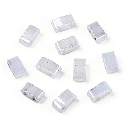 Gainsboro 2-Hole Opaque Glass Seed Beads, Lustered, Rectangle, Gainsboro, 4.5~5.5x2x2~2.5mm, Hole: 0.5~0.8mm
