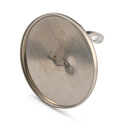 Нержавеющая Сталь Цвет Не тускнеет 304 фурнитура для открытых манжет из нержавеющей стали, настройки кольца чашки безеля, плоско-круглые, цвет нержавеющей стали, внутренний диаметр: 18 мм, лоток : 30 мм