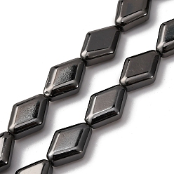 (405) Непрозрачный AB вишня Стеклянные бусины с гальваническим покрытием , ромб, с черным покрытием, 15x10.5x5 мм, отверстие : 1 мм, около 27 шт / нитка, 15.12'' (38.4 см)