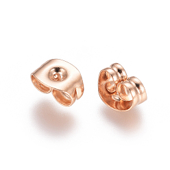Rose Gold 304 Stainless Steel Ear Nuts, Butterfly Earring Backs for Post Earrings, Rose Gold, 6x4x3mm, Hole: 1mm