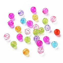 Mixed Color Transparent Acrylic Beads, Round, Mixed Color, 6x5.5mm, Hole: 1.6mm, about 5000pcs/500g