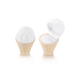 Ice Cream Flocking Jewelry Boxes, with Sponge Inside, for Earrings, Rings and Pendants, White, Ice Cream Pattern, 3.8x6.1cm