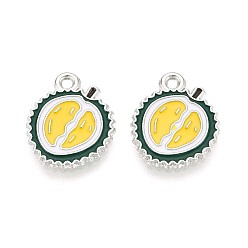 Желтый Эмалевые подвески из фруктового сплава, дуриан, платина, желтые, 16x14x1.5 мм, отверстие : 1.4 мм