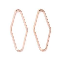 Розовое Золото 304 нержавеющей стали связывающий кольца, пайки, ромб, розовое золото , 19.5x7.5x0.8 мм