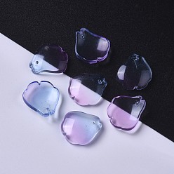 Pourpre Moyen Perles de verre de peinture de cuisson, pétale, deux tons, support violet, 15.5x14.5x4mm, Trou: 1mm