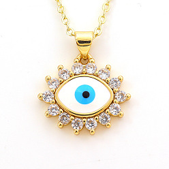 05 Evil Eye Necklace with Hand and Oil Drop Pendant in Copper Plated Gold