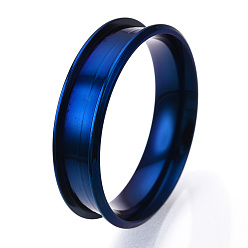 Синий 201 рифленое кольцо из нержавеющей стали для женщин, синие, внутренний диаметр: 20 мм, широк: 6 мм
