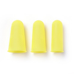 Yellow Silicone Finger Protector, Heat Resistant Anti-slip Fingers Covers, Hot Glue Gun Finger Caps, Yellow, 45x25mm, Inner Diameter: 22mm, about 3pcs/set