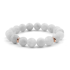 BC244-6 Natural Energy Crystal Bracelet for Bohemian Women - Matte Stone Beaded Jewelry
