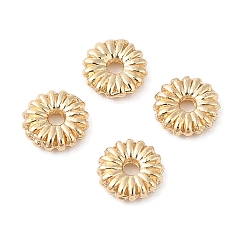 Light Gold Brass Spacer Beads, Cadmium Free & Lead Free, Flower, Long-Lasting Plated, Light Gold, 4x1mm, Hole: 0.9mm