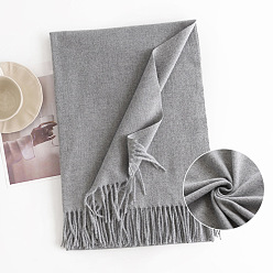 Серебро Теплый шарф из полиэстера, зимний шарф, шарф с кисточками, серебряные, 1900x700 мм