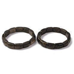 Золотой Обсидиан Браслеты из натурального золотистого обсидиана с бусинами для женщин и мужчин, бамбук, внутренний диаметр: 2-3/8 дюйм (6.15 см), бусина : 10.5~11x16.5~17.5x6.5~7 mm