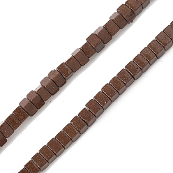 Кокосово-Коричневый Нити бусин из искусственного камня лавы ручной работы, квадратный, яркие глазированный фарфор, кокосового коричневый, 2.5x2.5x1.5 мм, отверстие : 0.8 мм, около 243~250 шт / нитка, 14.96~15.04'' (38~38.2 см)