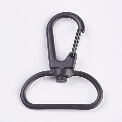 Gunmetal Alloy Swivel Lobster Claw Clasps, with Iron Findings, Gunmetal, 39x31x5.5mm, Hole: 8.5x26.5mm
