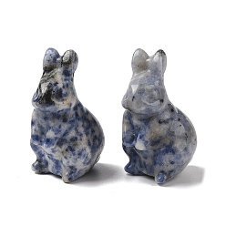 (306FM) Жонкиль матовый с лаймовой подкладкой Украшение дисплея скульптуры яшмы естественного голубого пятна, для домашнего офисного стола, кролик, 38~39.5x24~25.5x21~22 мм