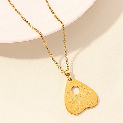 Cat Shape Love Heart Stainless Steel Pandant Necklace, Golden, Cat Shape, 15.75 inch(40cm)