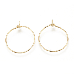 Real 18K Gold Plated Brass Hoop Earrings Findings, Wine Glass Charms Findings, Nickel Free, Real 18K Gold Plated, 21 Gauge, 23x20x0.7mm
